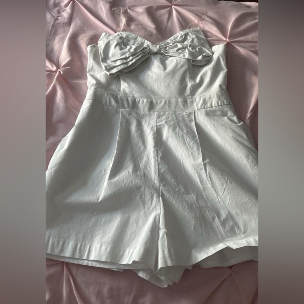 White Romper with Bow Detail